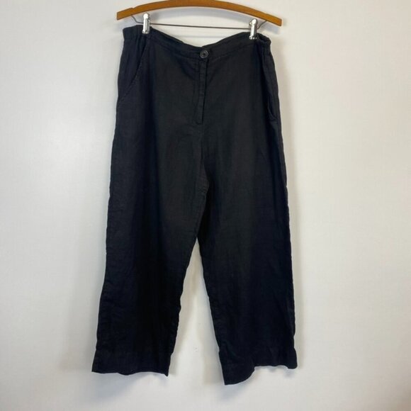 Flax 100% Linen Lagenlook Black Pants - Picture 1 of 10